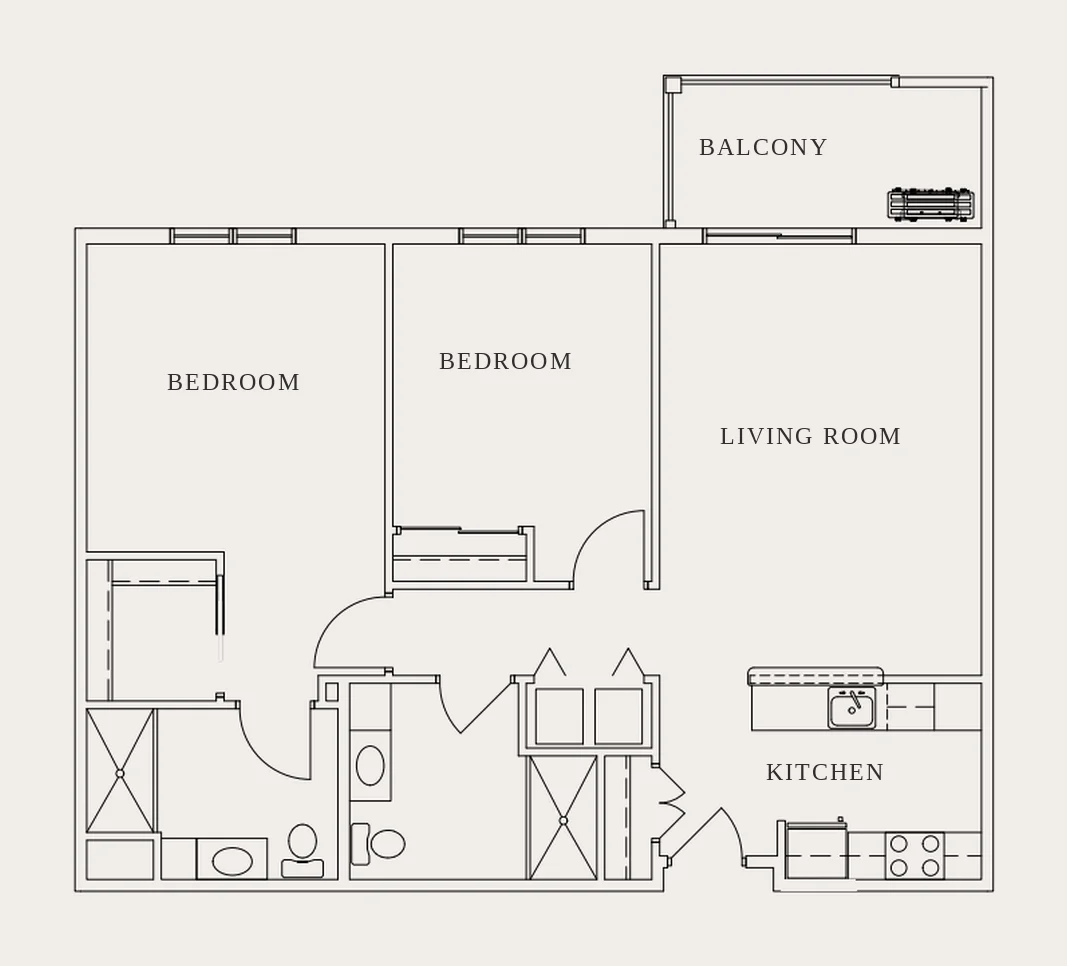 dorothys-way-glenmont-floor-plan The Glenmont floor plan: two bedroom, two bath apartment at Dorothy’s Way Living